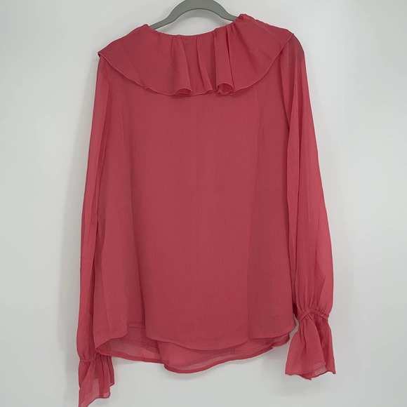 ROAMAN’S CORAL RUFFLED LIGHTWEIGHT PULLOVER BLOUSE SIZE 12W - Picture 2 of 4